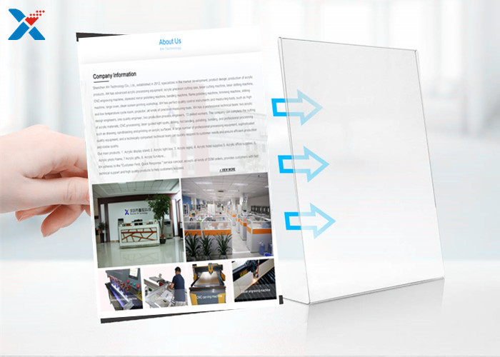 Slant Back Acrylic Sign Holders Break Resistant Clear Custom Acrylic Menu Stand
