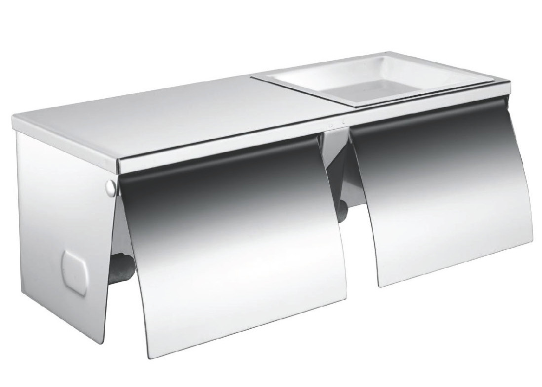 Bathroom Accessories Stainless Steel Manual Decorative Paper Towel Dispenser Double paper holder with phone shelv