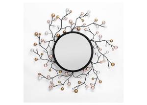 China Beautiful Floral Sunshine Shape Gold Silver Black Metal Mirror Wall Art wholesale