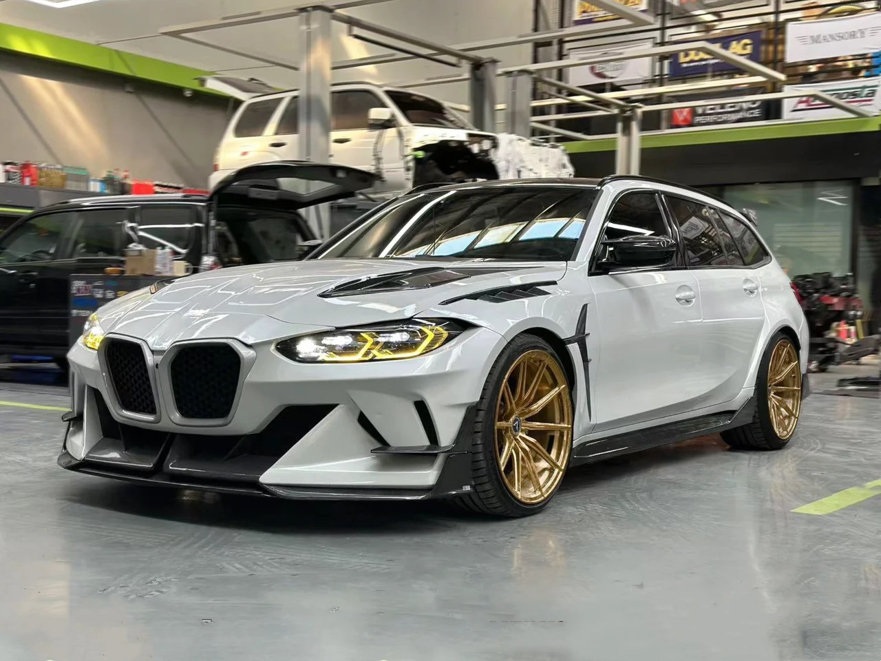 4 Coupe Bmw M3 Body Kit Blue Replace Front GEEX Style Front Bumper Fenders