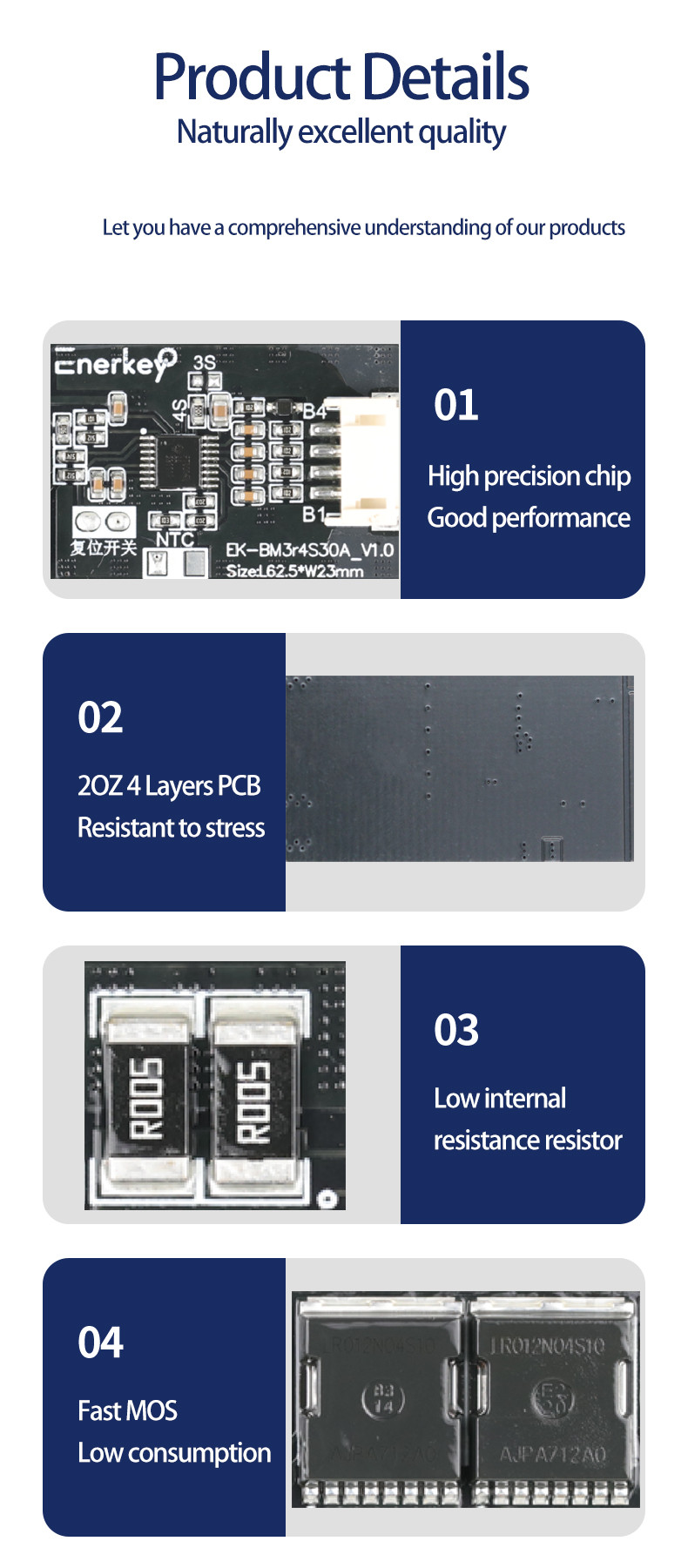 Enerkey 3S 4S 30A BMS With NTC , 18650 Li-ion Lithium Battery Cell PCB Protection Board