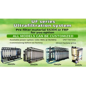 70TPH Ultrafiltration Systems Water Treatment , 2KW commercial rO water plant