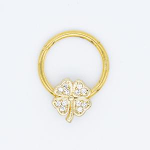 China Gold Plated Nose Piercing Jewellery Surgical Steel 10mm Shiny flower wholesale