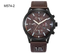 China Business Men's Quartz Watch Analog Chronograph Date Leather Band Dress Watch M574 wholesale