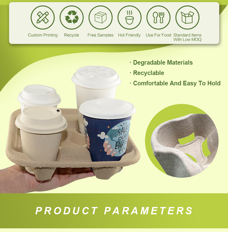 Disposable No Spill 10oz Takeaway Paper Cup Carrier Tray