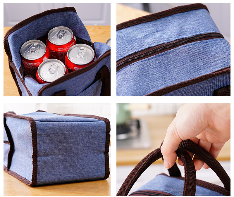 600D Polyester L18.5cm Insulated Lunch Cooler Bags