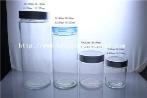 China Tall glass storage jar with lid, glass bottle wholesale