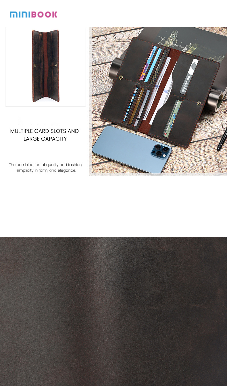 Custom Men's Genuine Leather Wallet with Multi-function Design OEM ODM Acceptable