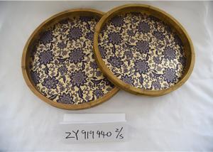 China Retro Metal Printed Entryway Table Wooden Food Tray wholesale
