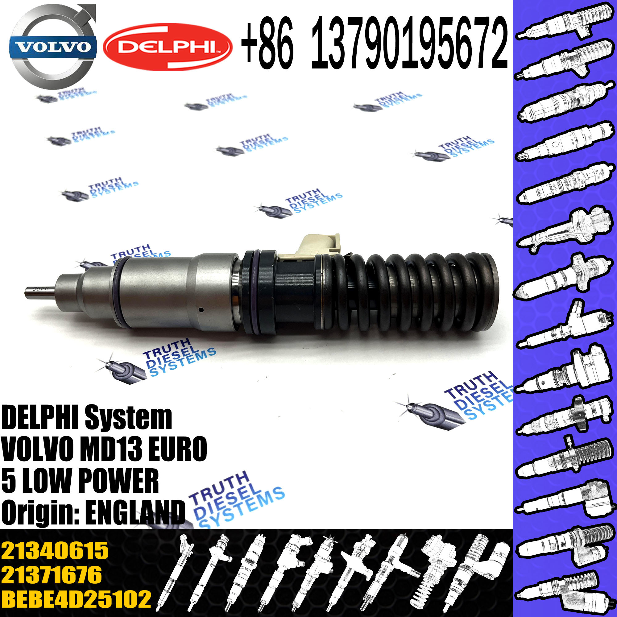 common rail injector 21340615 BEBE4D25002 for VOL truck D13C fo VOL Penta MD13 injector nozzle 21340615 BEBE4D25002