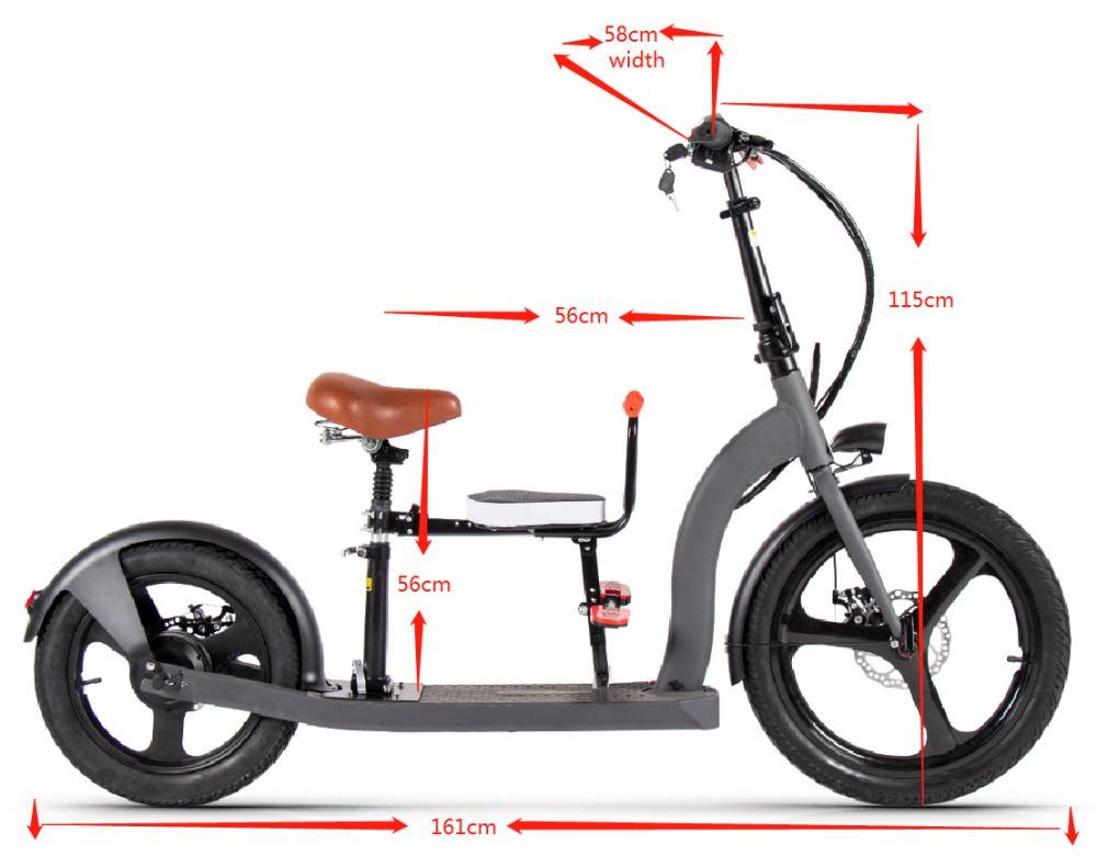 10Ah 36v Electric Scooter Bike For Adults Front 20 Inch Rear 16 Inch 350w RICHBIT H100 Plus