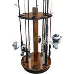 Wooden Fishing Rod Display Rack Round Pole Holder Fishing Reel Rack