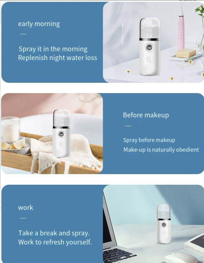 Portable Pocket Mist Steamer USB Rechargeable Nano Facial Mister Mini Face Sprayer