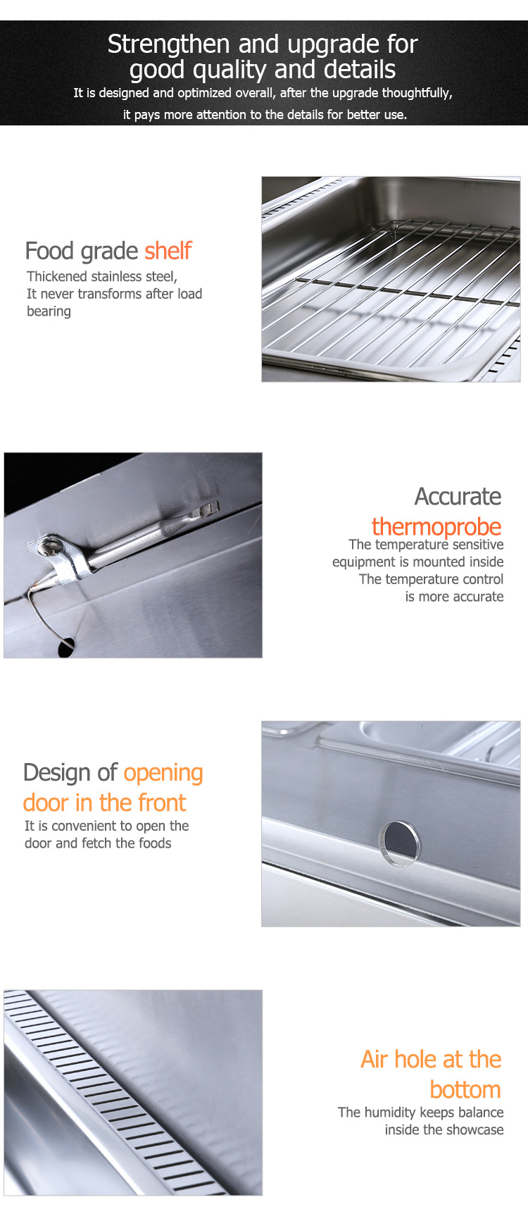 Moisturizing Stainless Steel Commercial Electric Power Double Insulation Food Warmer