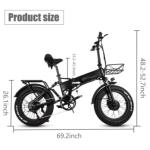 Disc Brake 1000W Electric Folding Bike 48V 17Ah 7 Speed City Fat Tire E Bike