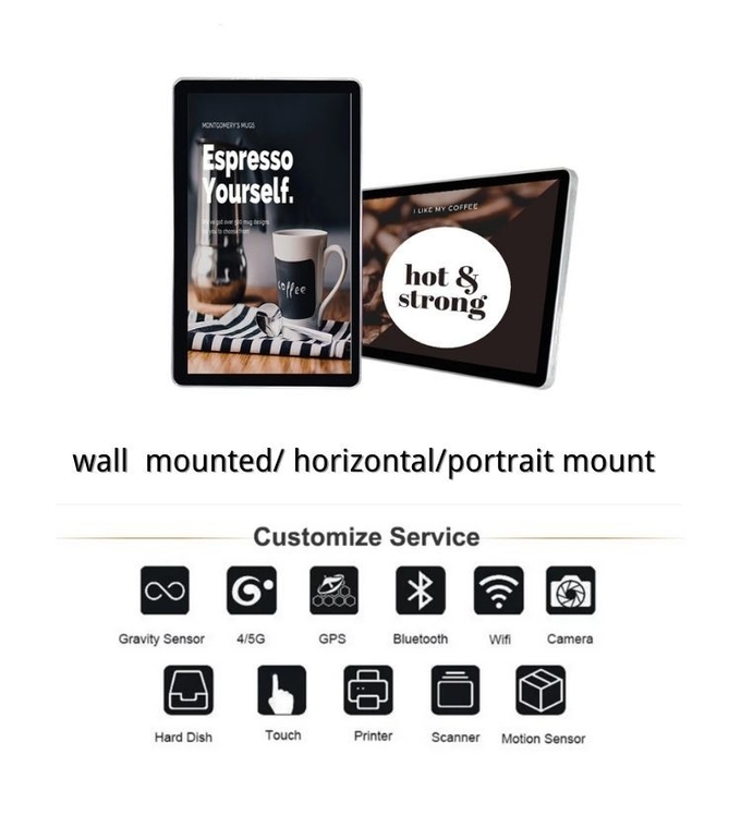 HD Intelligent Android Wall Mounted Digital Signage Advertising 1920 X 1080