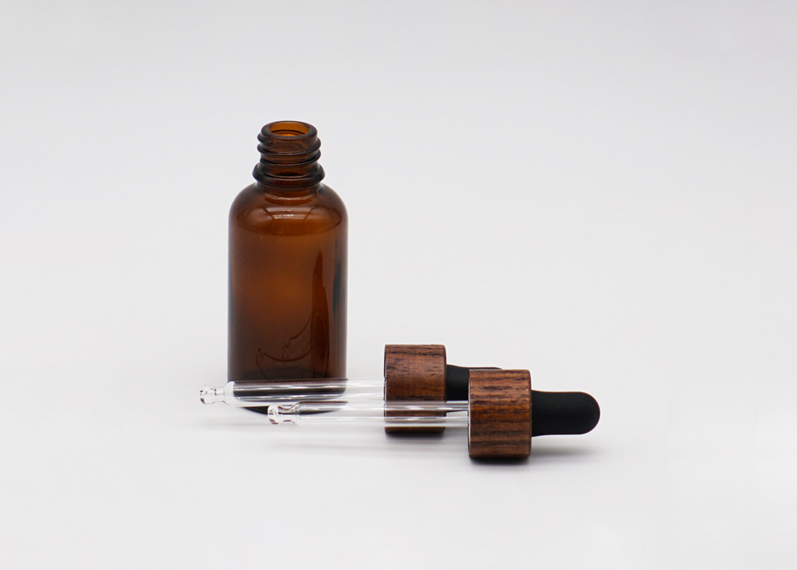 15Ml Pretty Bamboo Dropper Essential Oil Bottle , Empty Glass Oil Bottles