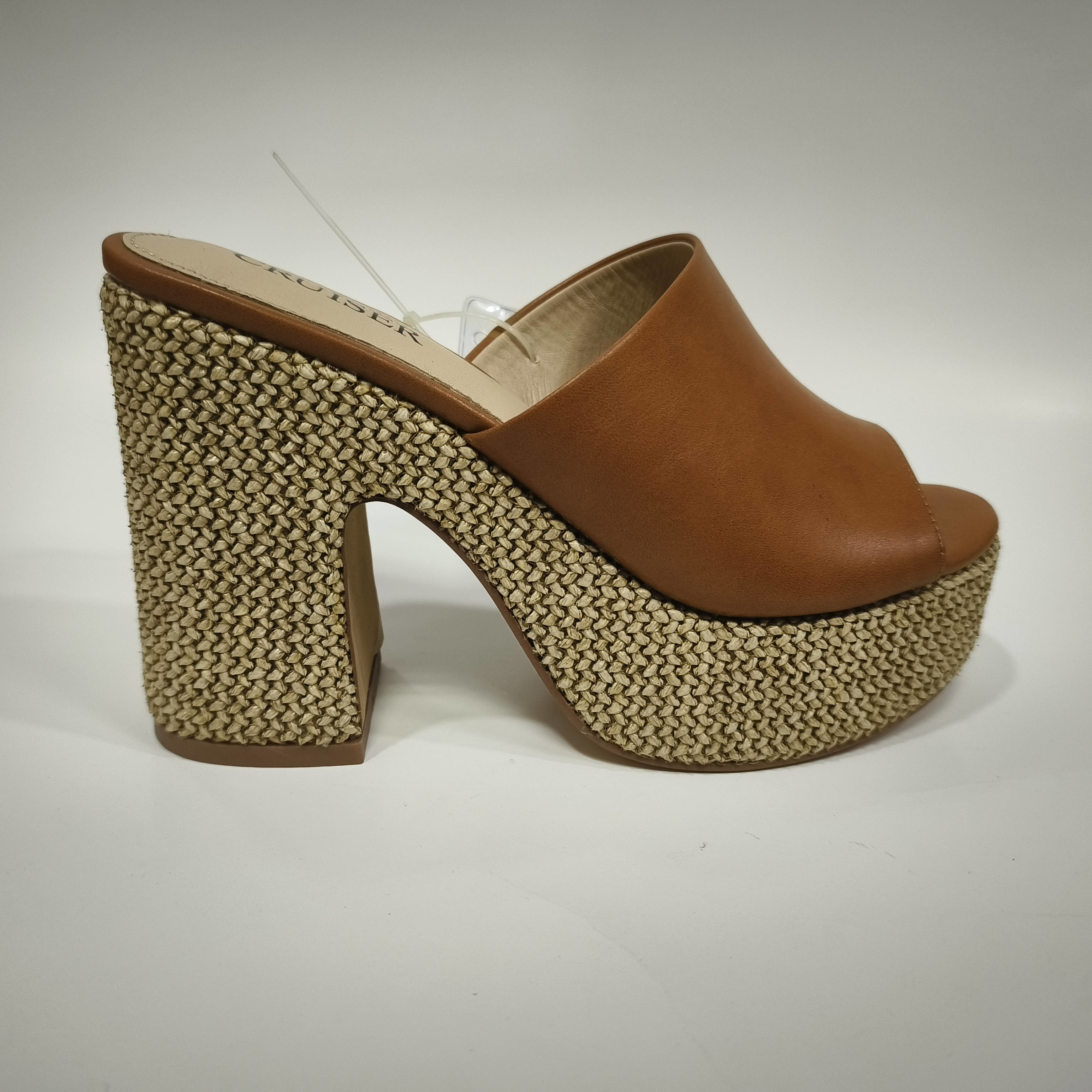 Leather Lined Womens Slip On Platform Pump Heels