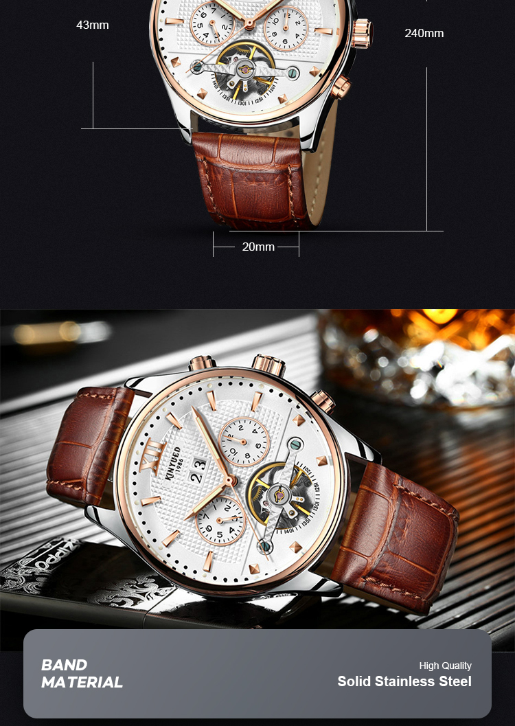 Power Reserve Minimalist Mechanical Watch Sports Tourbillon Skeleton Watch