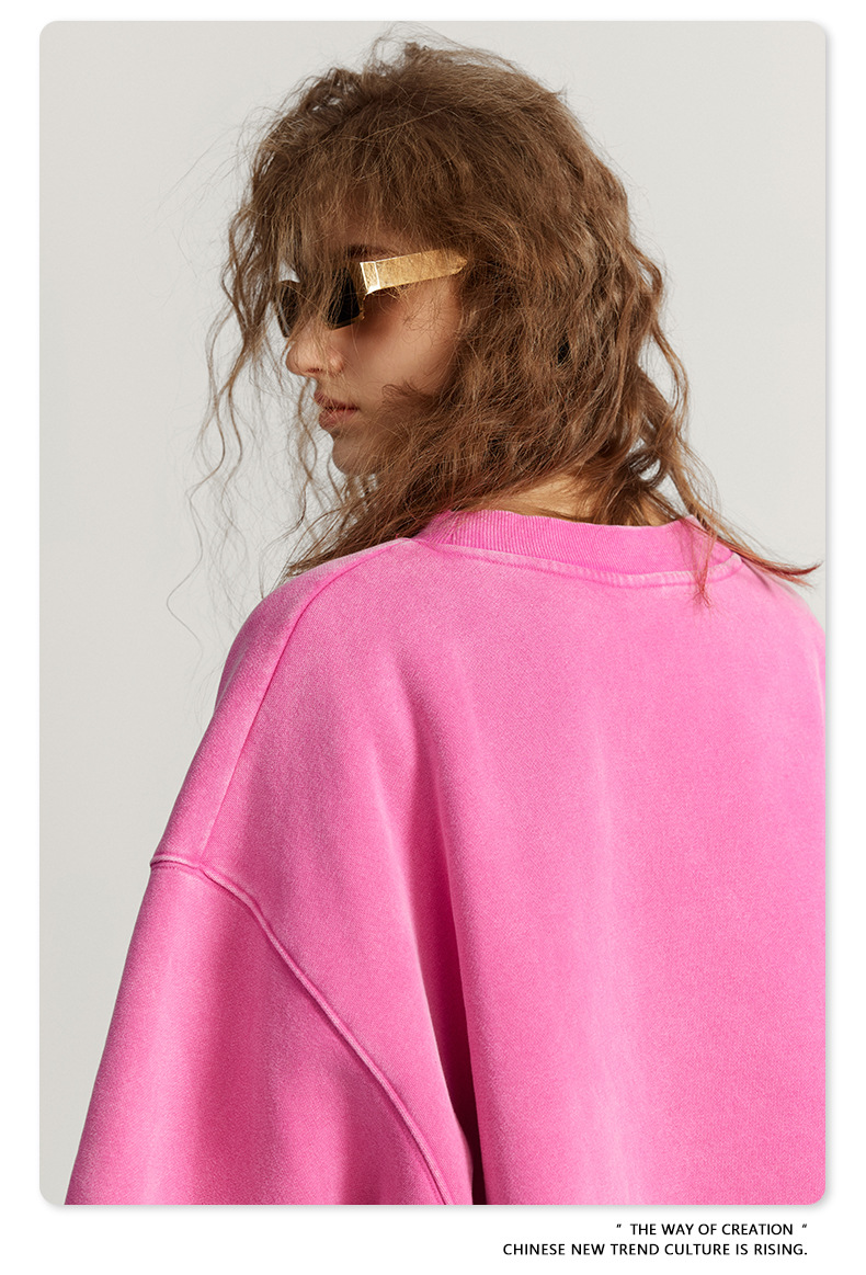 Oversized Crewneck Sweatshirt Womens Unisex Plain Embroidery Printing Acid Wash Blank 100% Cotton