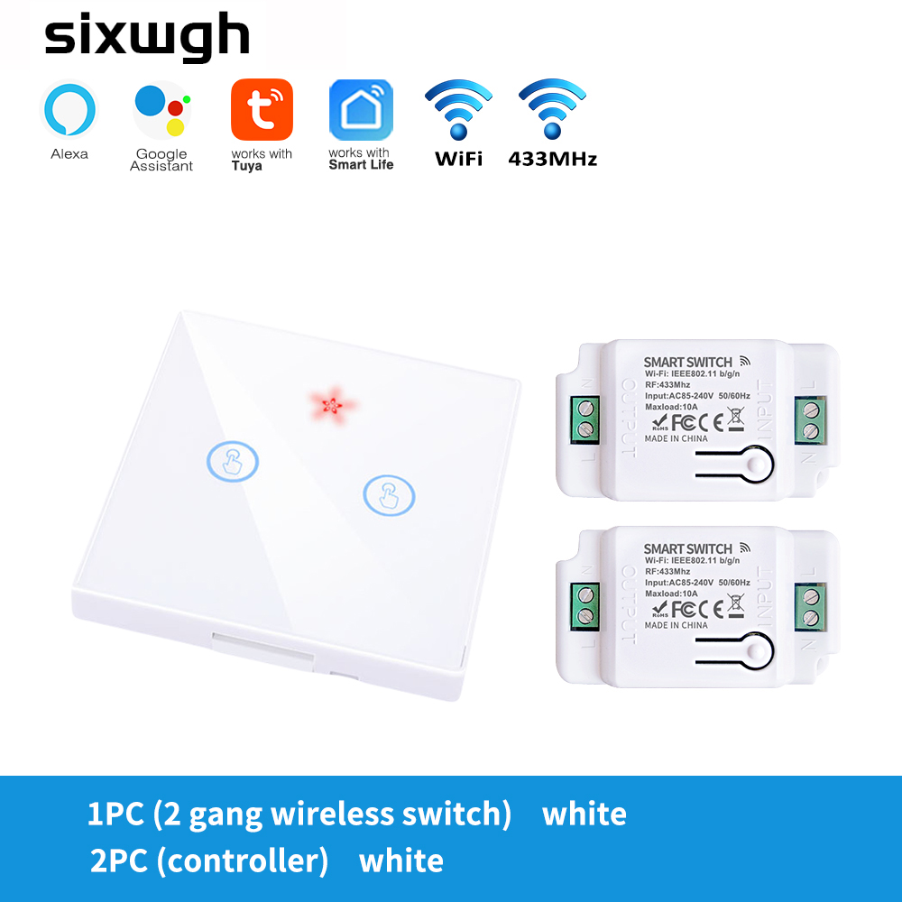 SIXWGH Tuya Wifi Connected Light Switch Home Automation Touch Wall Switch Controller