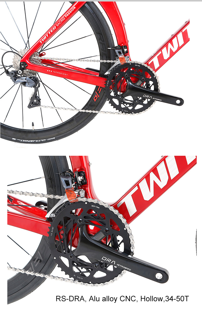 700c Carbon Fiber Frame Twitter Road Bike 22-Speed Racing Bicycle with CE Certification