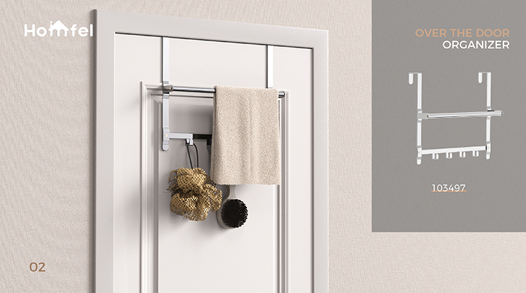 Stainless Steel Over Door Towel Rack With Versatile Functionality 38.5*14.9*48.2cm