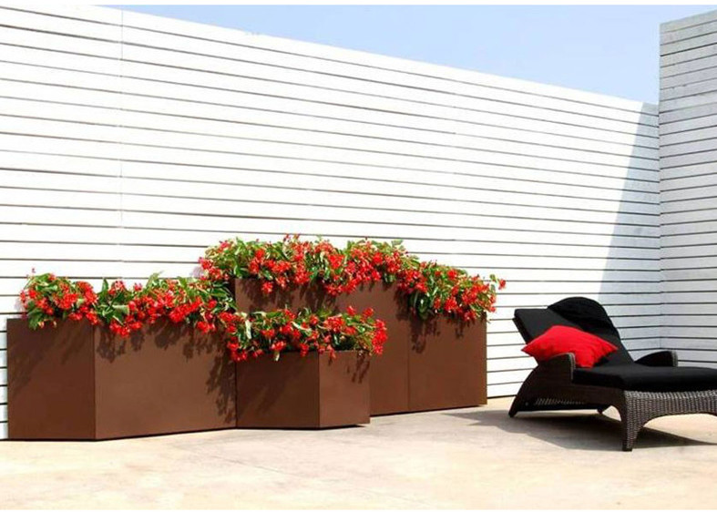 Modern Rectangular Rusty Corten Steel Planter Anti Corrosion Classic Design