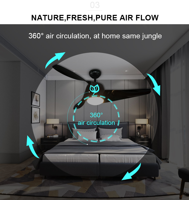 Home Office Fan Diameter 52 Inch with LED Lights and Decorative 3 Wooden Color Blades