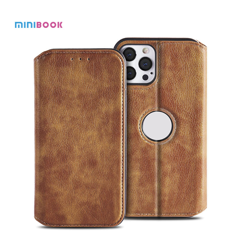 Waterproof Minibook Personalized Magnetic Attraction Pu Leather Cell Phone Case for Phone 12 Pro
