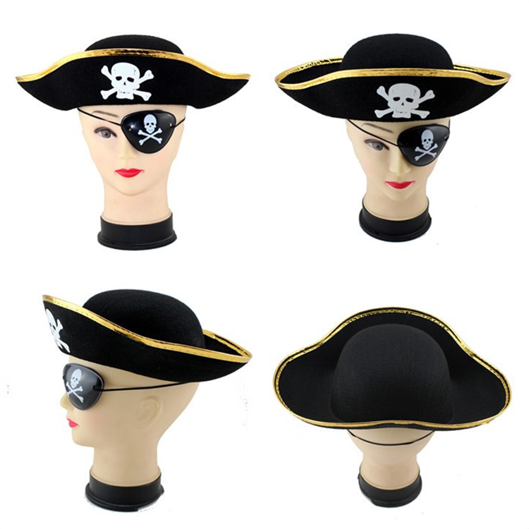 Black Halloween Pirate Hat Pattern With Skull for Sale