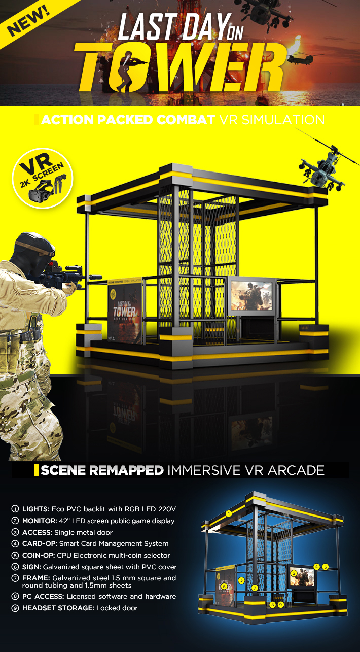 7.29 Square Meter Virtual Reality Tower Shooting Game Simulator