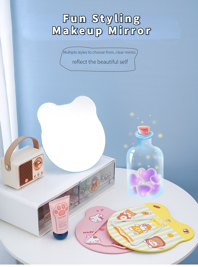 Mini Round Custom Pocket Heart Shaped Adjustable Light Makeup Mirror for Lady Dressing