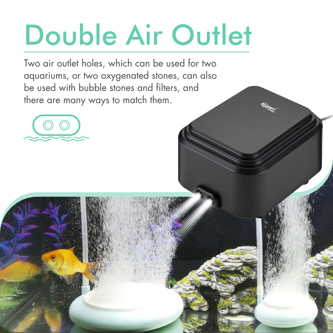 10W Dual Outlet Silent Aquarium Pum Bubbler