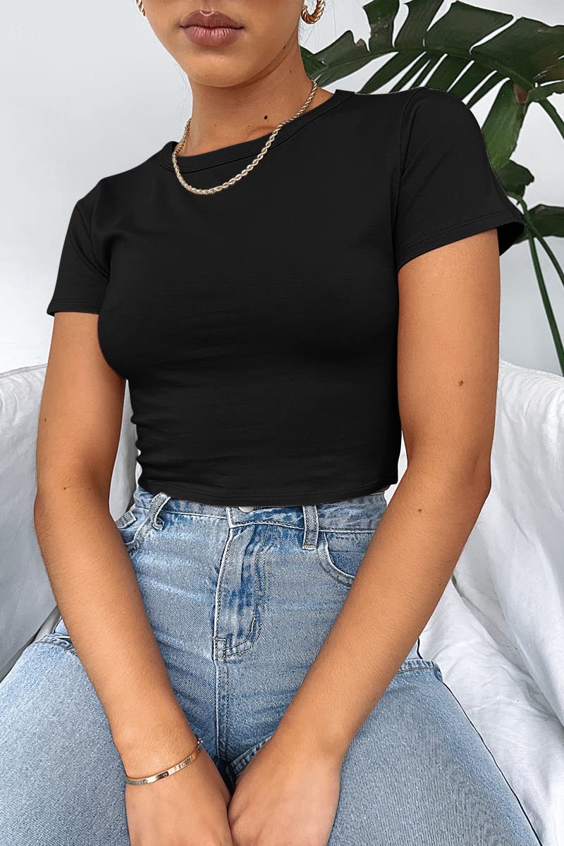 2023 Summer Baby Tee Y2k Crop Tops Tee Shirt Sexy Thin Blank Shirt For Woman Sizes M