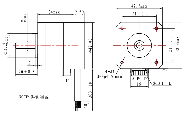 260mN.M 42x34mm Close Loop Stepper Motor Nema 17 With Controller