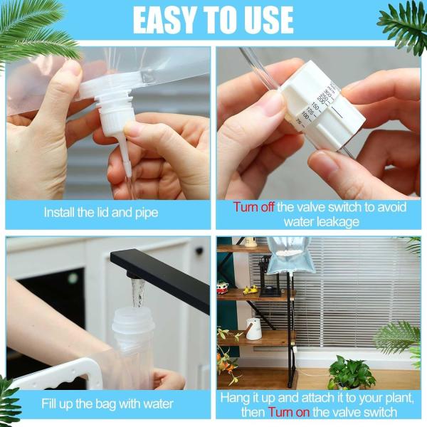 Plant Self Watering Bags With Adjustable Flow Regulators, Compact Automatic Drip Irrigation Kits, Indoor Plant Watering System For Small Potted Plants