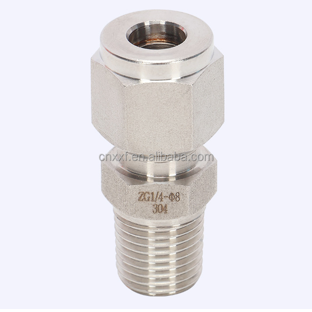 Customized Support OEM Stainless Steel 1/8-4 Inch Male Connectors Twin Ferrule Compression Tube Fittings for Sanitary