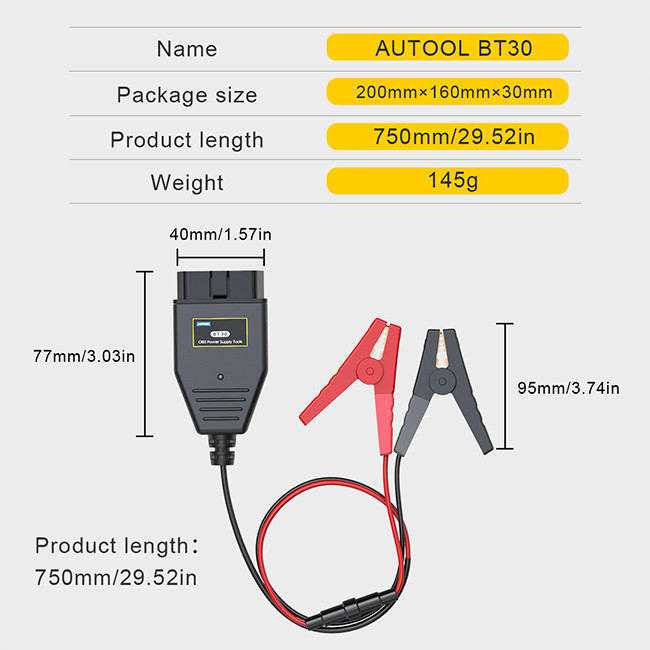 2cm Width Car Spares Parts ECU Connector OBD2 Battery Memory Saver 12v