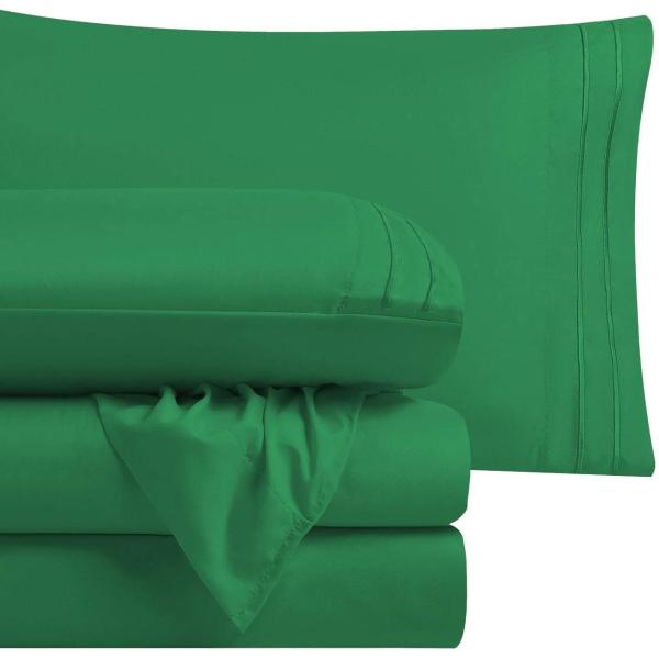 Embroidery Two Lines Bed Sheet Set 4pcs for USA 100% Polyester Microfiber Material