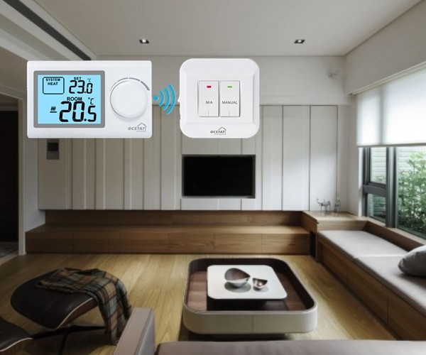 Large LCD Display Wireless Room Thermostat For Temperature Control