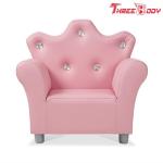 Comfy Modern Kids Furniture Child 'S Crown Armchair Pink PU Leather Sofa For