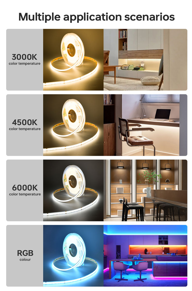 Electroplate COB 24v COB 320Ds 8mm Ra 85 Golden Yellow Light Strip for Home Lighting