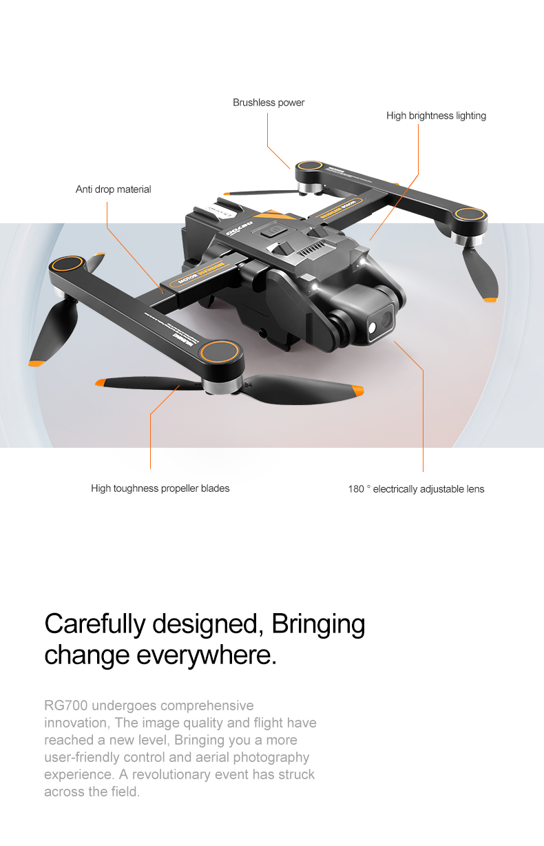20*14*9cm Rg700 Pro Drone 4k Gps 8k Hd Dual Camera Fpv Professional Aerial Photography Uav Brushless Motor Quadcopter Toys