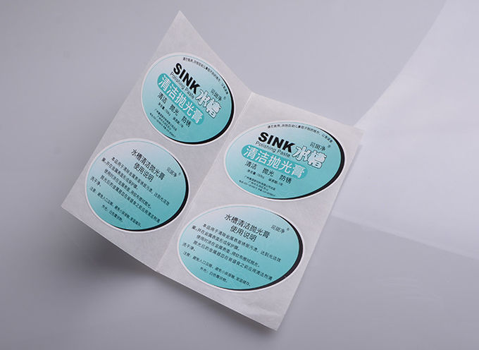 Print adhesive paper oval die cut label sheet for sink polishing paste packaging