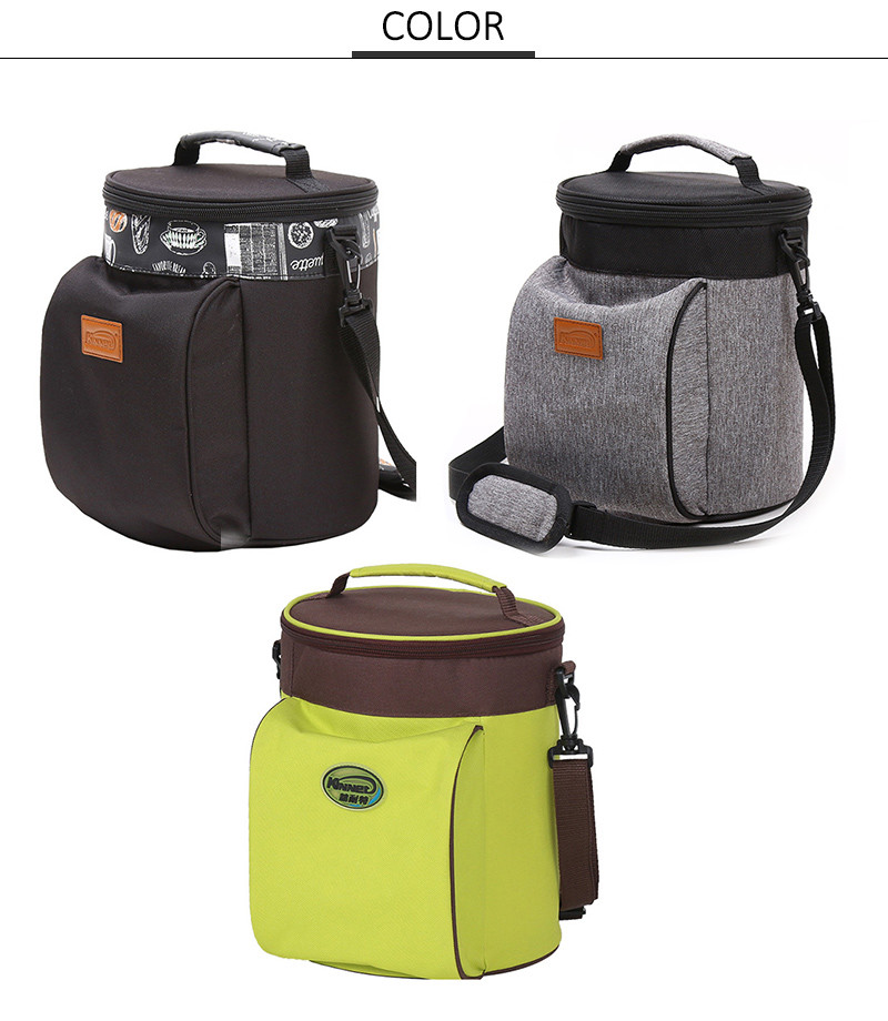 Round Heated L20*D20cm BPA free Thermal Lunch Tote