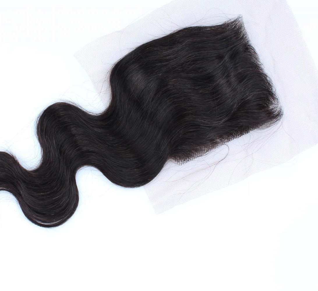 Hot Selling Natural Color Body Wave 8A Grade Virgin Peruvian Hair Silk Top Lace Closure