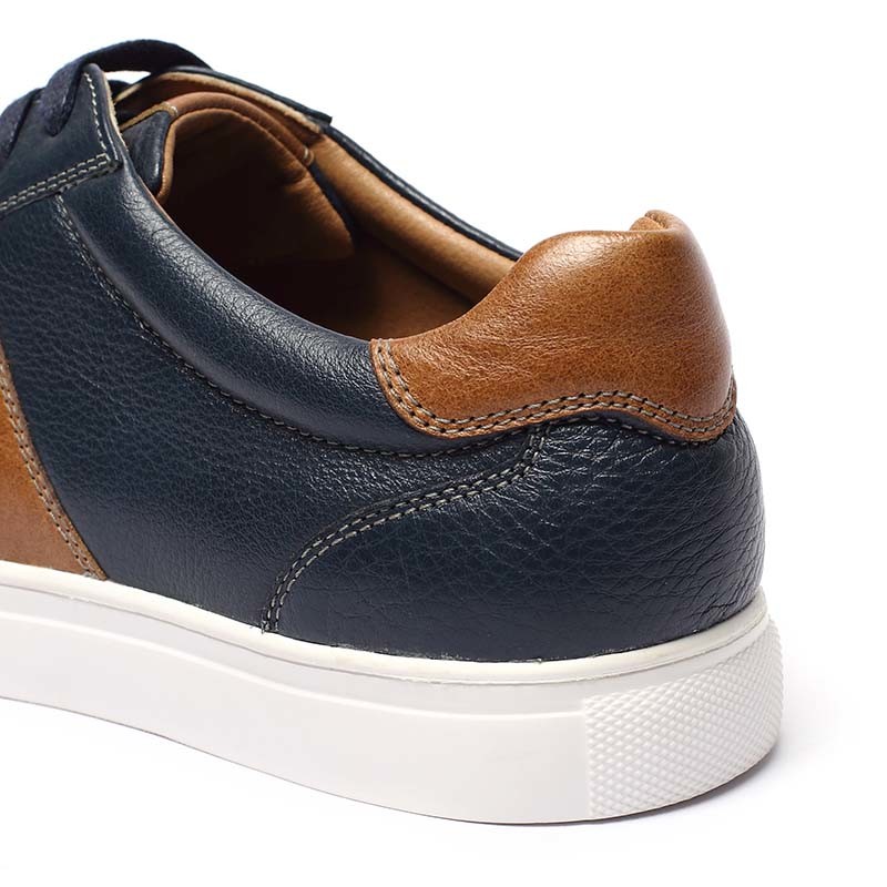 Navy Brown Antiodor Mens Leather Casual Shoes Microfiber Lining