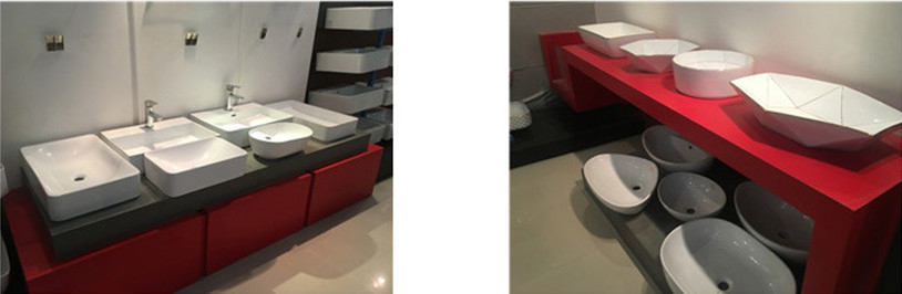 Hotel Ceramic wall mount bathroom sink for living room , small wall mount sink
