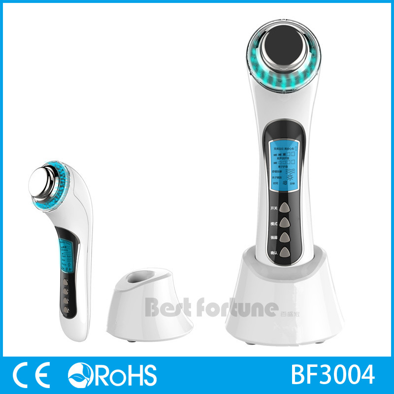 50 - 60 Hz Led Light Therapy Device , Ultrasonic Ion Face Beauty Stimulator